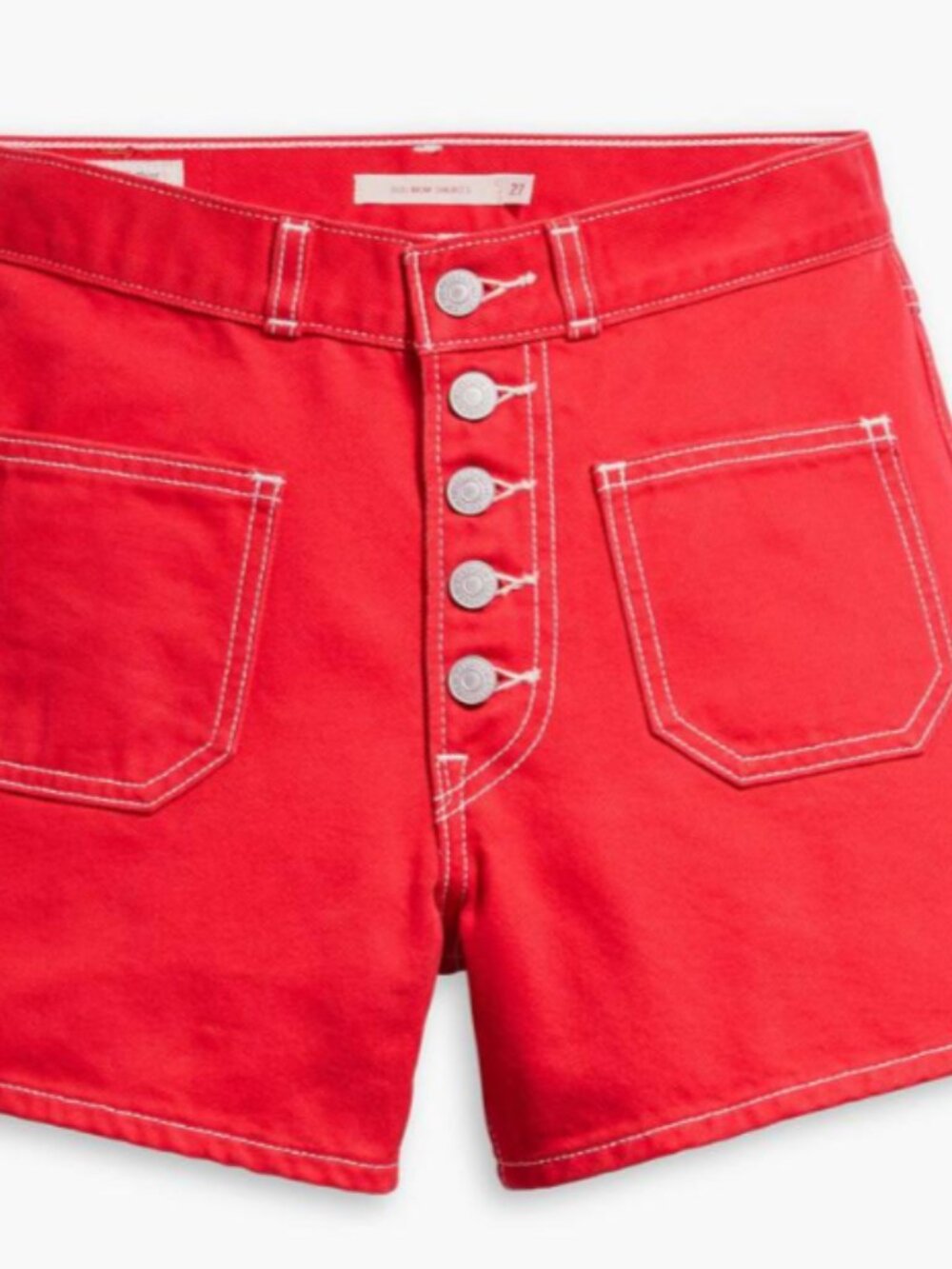 Levi's Red 80s Mom Patch Pocket Denim Shorts – High Waisted Button Front